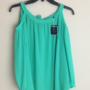 Kaari Blue Cold Shoulder Blouse L